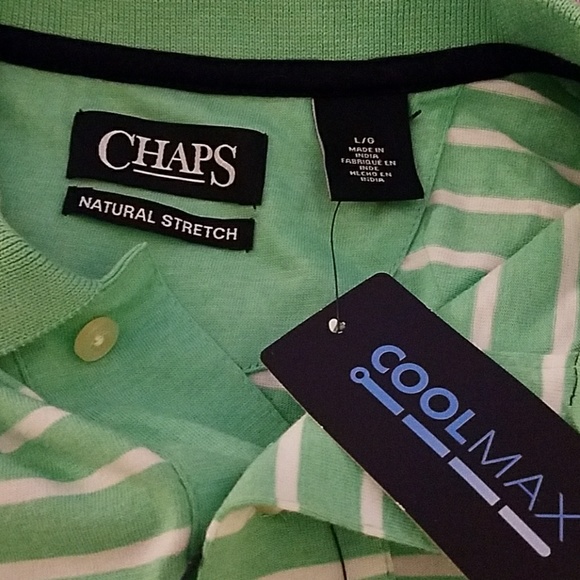 Chaps green striped polo with logo, size L - Picture 3 of 3